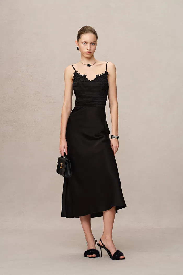 Rosa Lace Panel Slip Dress in Premium Japanese Soalonâ¢