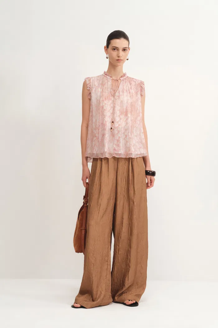 Gracia Printed Sleeveless Blouse in Crepe Georgette