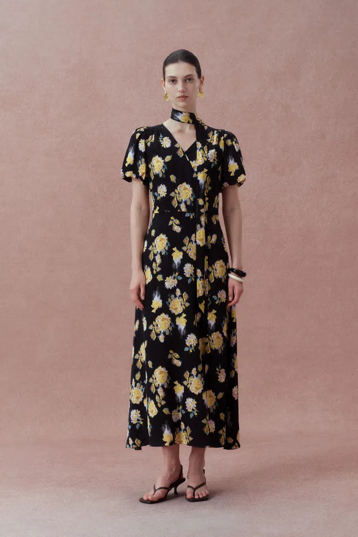 Cecilie Short Sleeve Flora Dress