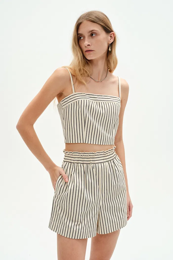 Ohio Cropped Tank Top and Shorts in Cotton Poplin