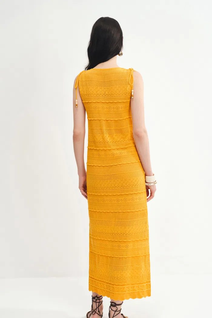 Sibilla Ten Crochet Pattern Openwork Dress in Crisp Cotton Knit