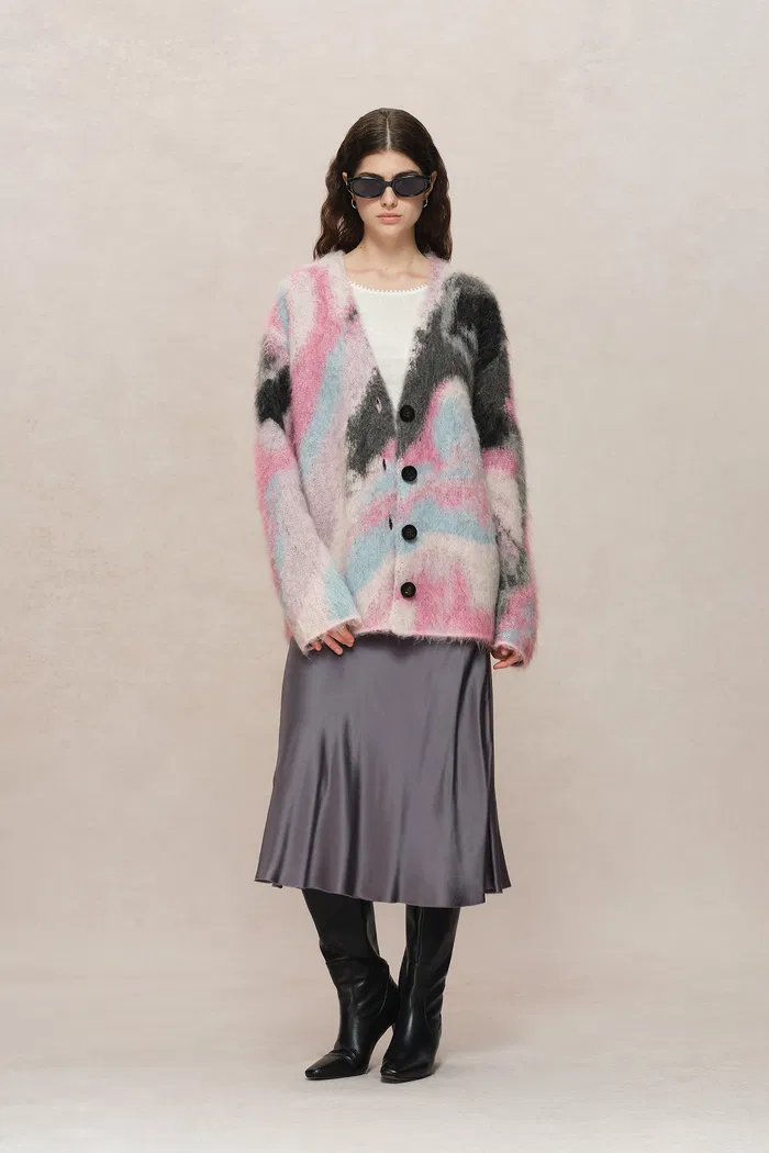 Ruby OmbrÃ© Jacquard Cardigan in Baby Alpaca Blend Knit