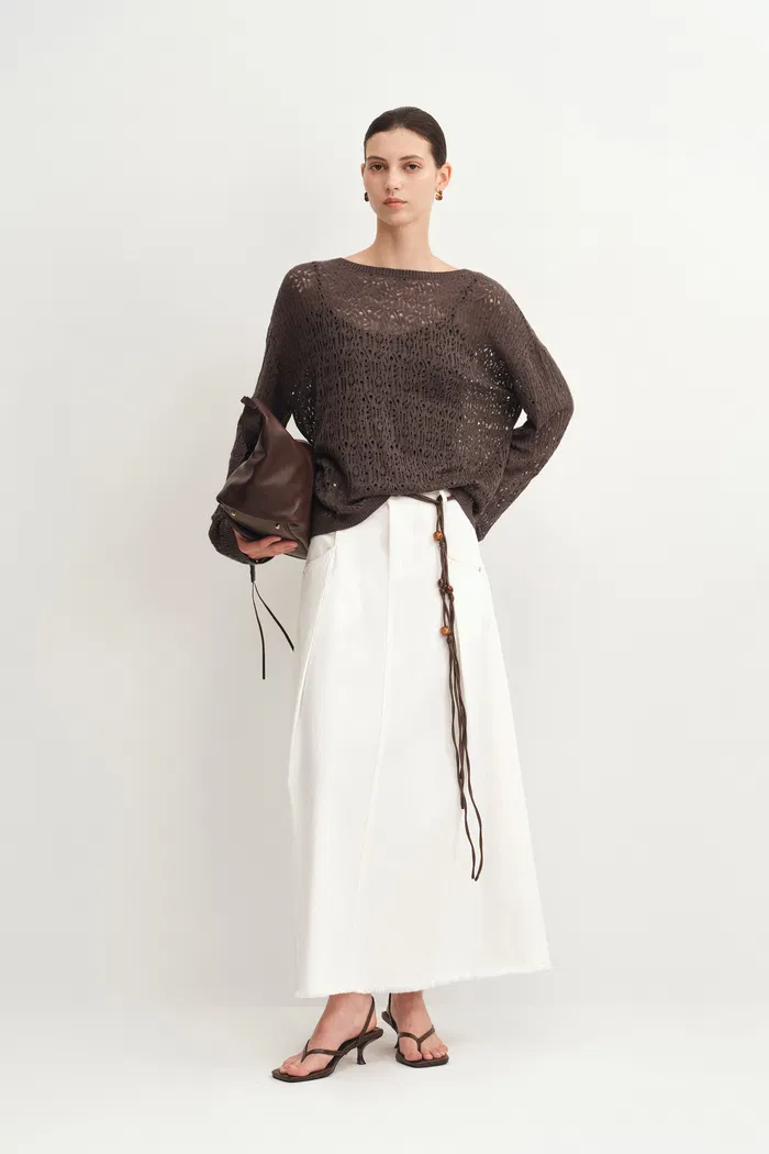 Nicole Reversible Front or Back Sweater in Cashmere Blend Knit