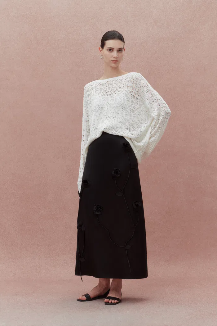 Nicole Reversible Front or Back Sweater in Triacetate with Cashmere Knit