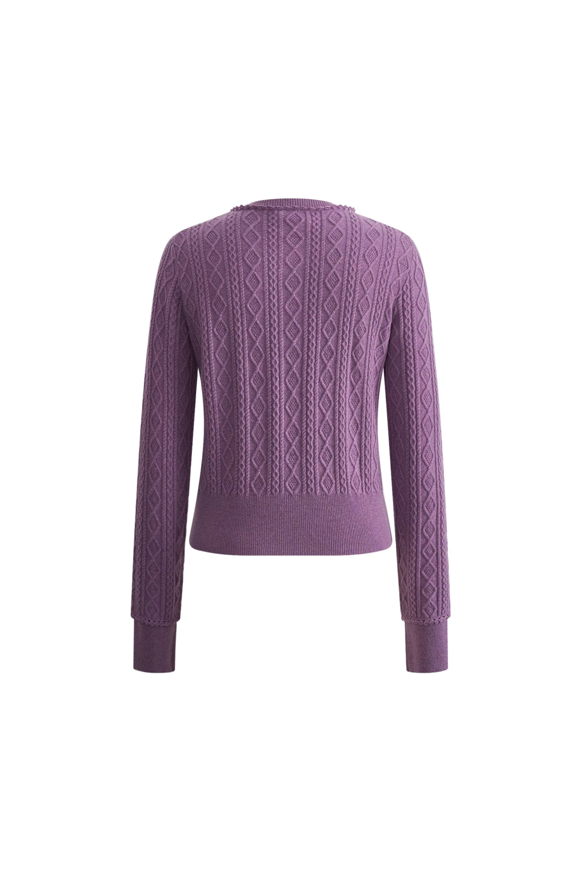 5083-jinji-purple-lace-trim-light-short-cardigan-in-wool-cable-knit-1.webp