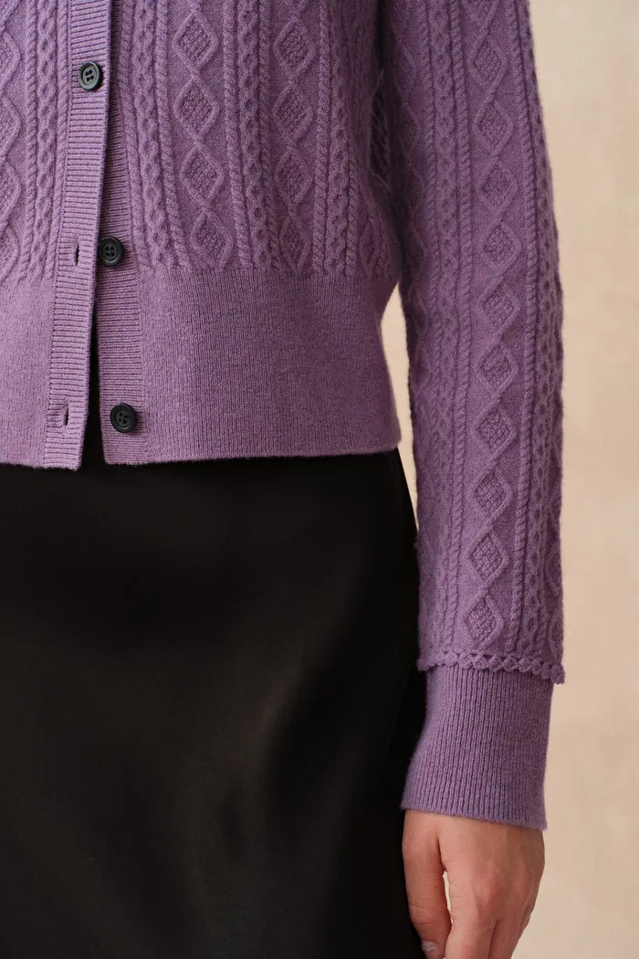 5083-jinji-purple-lace-trim-light-short-cardigan-in-wool-cable-knit-1.webp