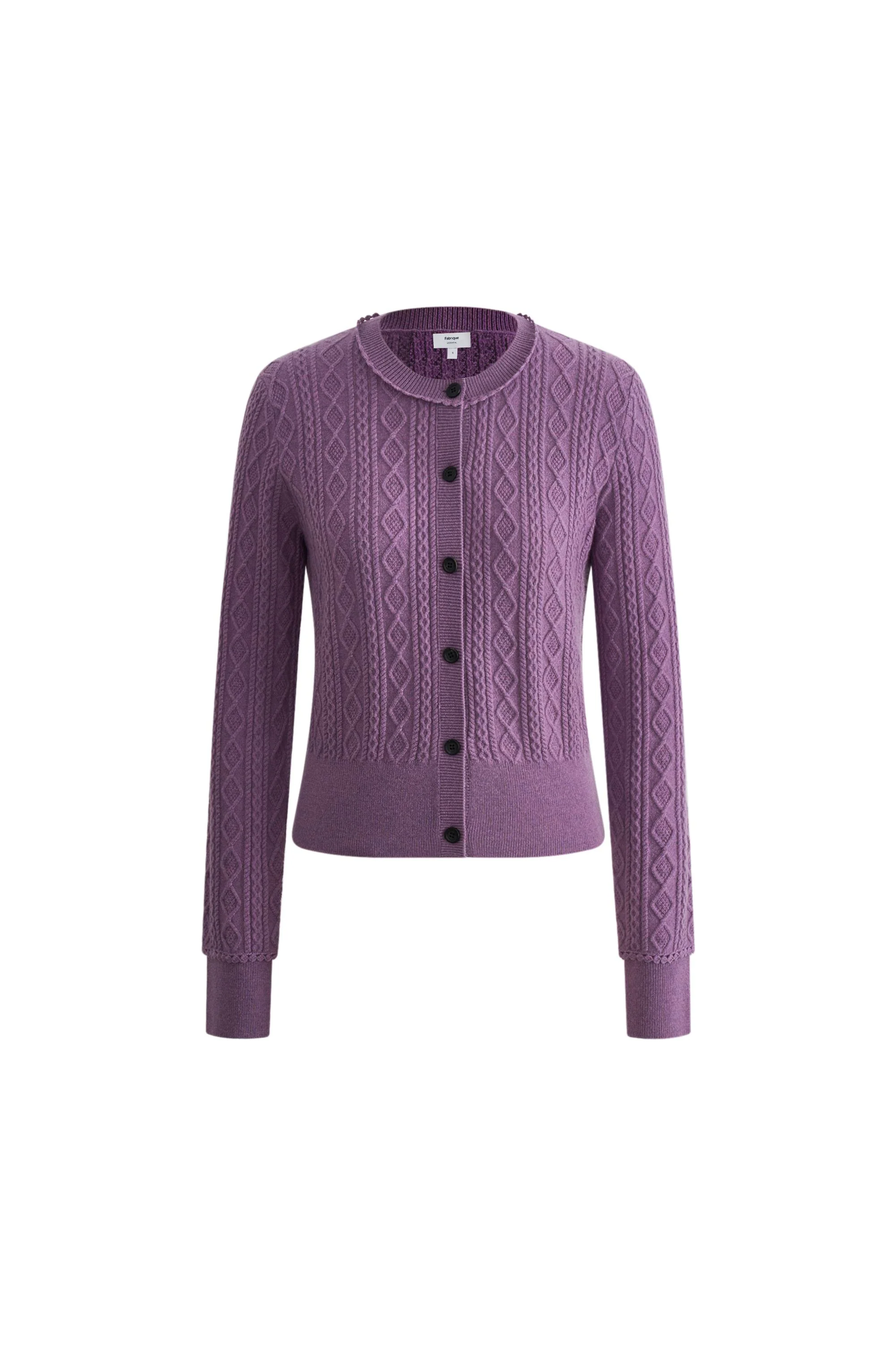 5083-jinji-purple-lace-trim-light-short-cardigan-in-wool-cable-knit-1.webp