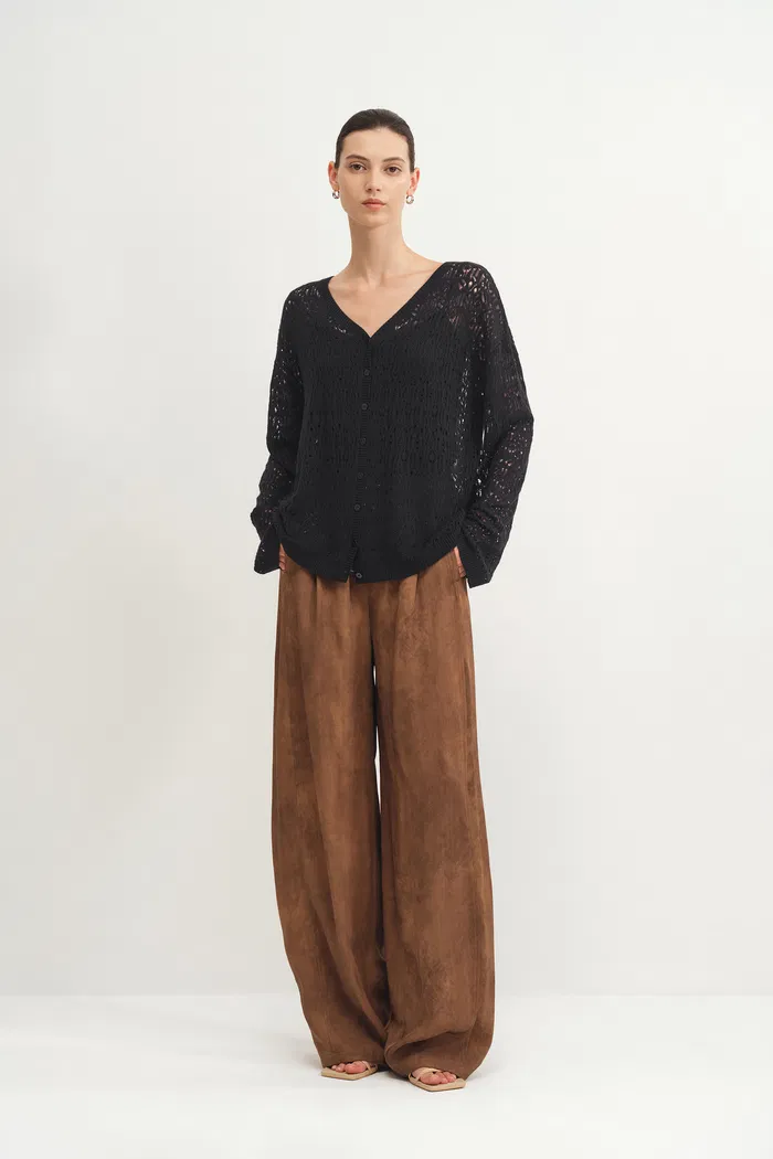 Nicole Reversible Front or Back Knit Sweater in Cashmere Blend Knit