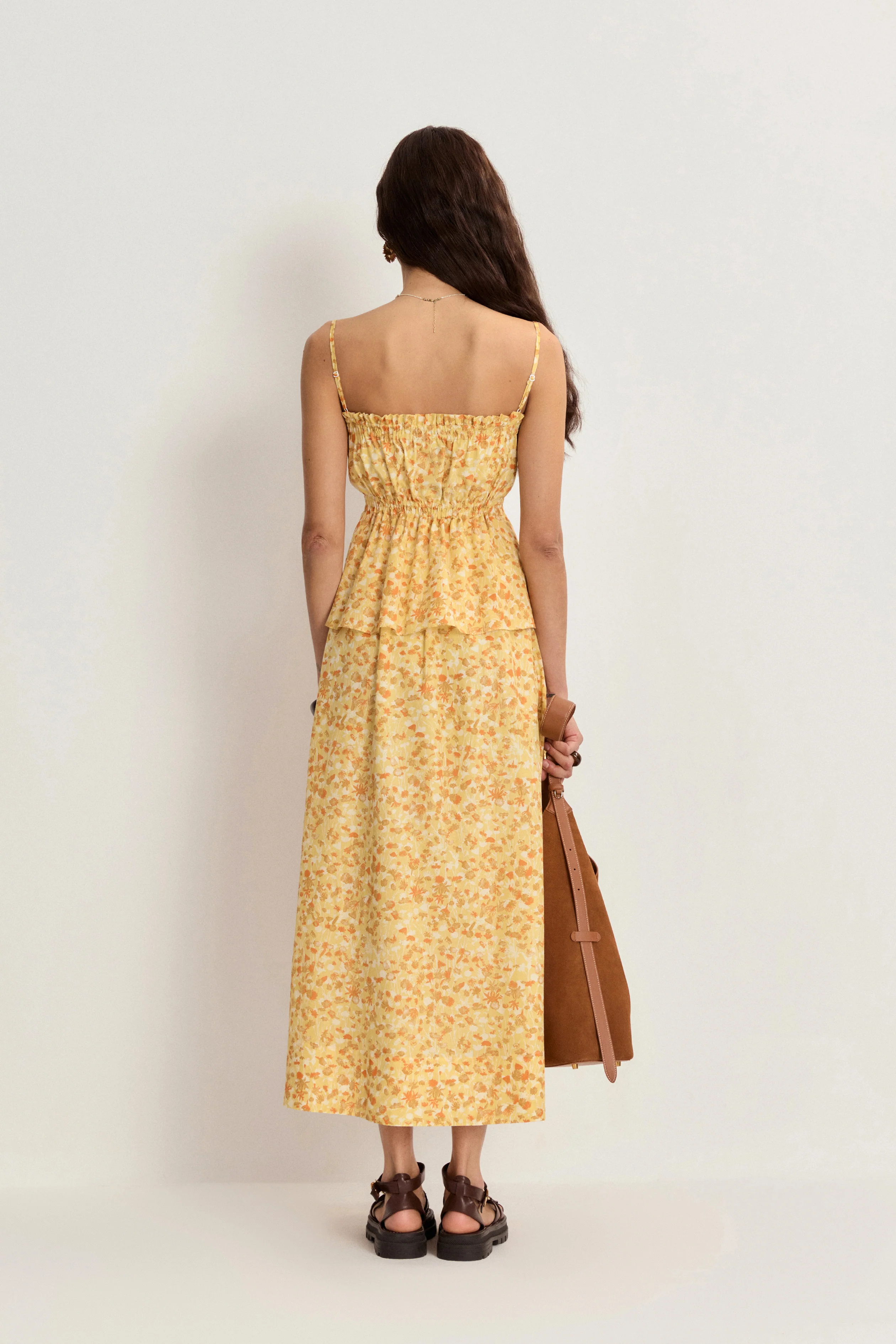 Julia Ruffle Strap Dress in Silk-Cotton
