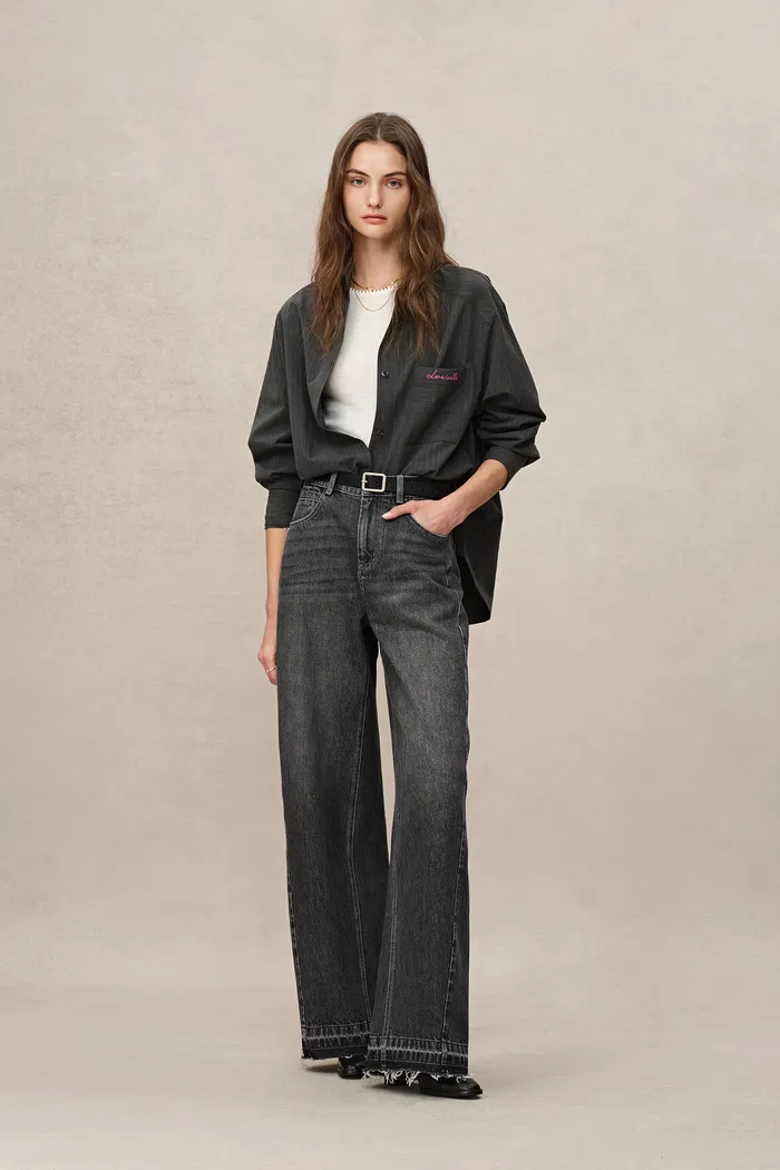 Echo Floor Length Wide Leg Jeans in Turkish Cotton Denim