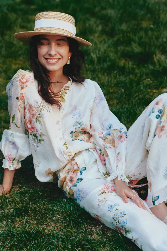 Ariel Flora Blouse in Silk-Linen Blend