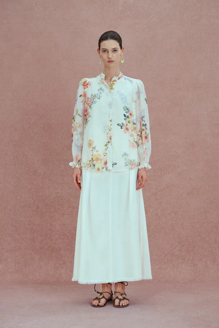 Ariel Flora Blouse in Silk-Linen Blend
