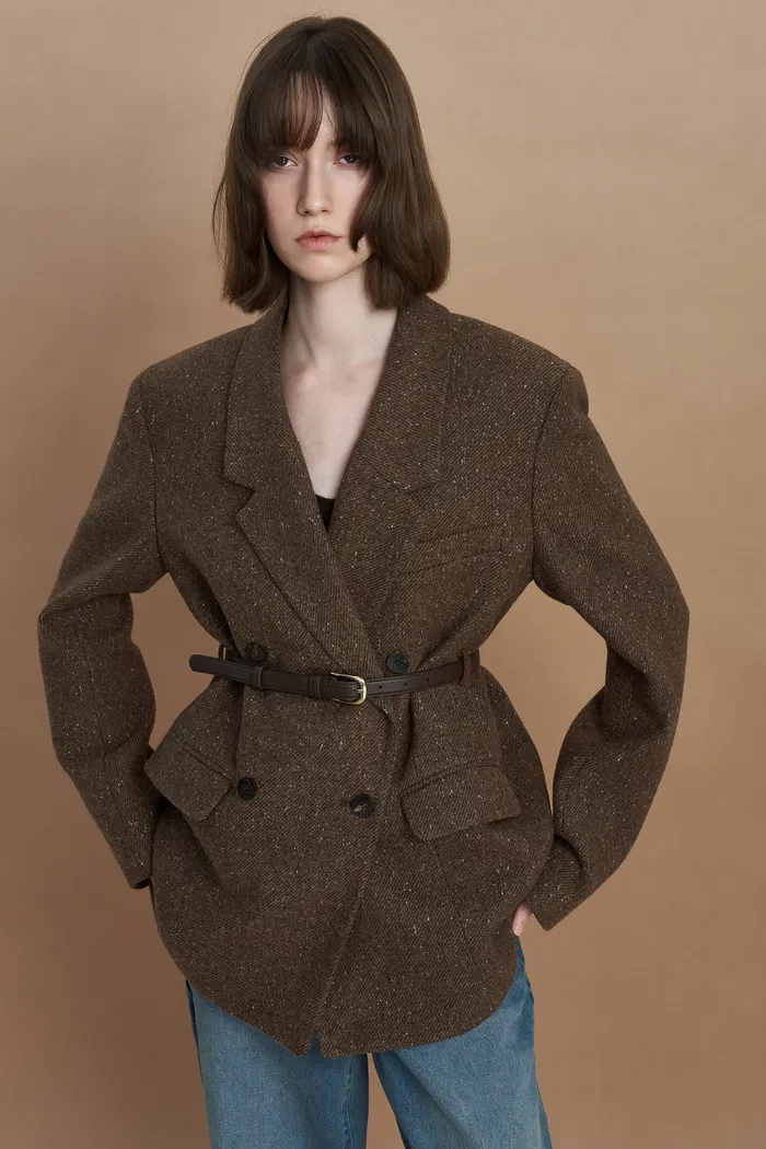 Metis Double-Breasted Blazer in Korean Merino Wool Twill