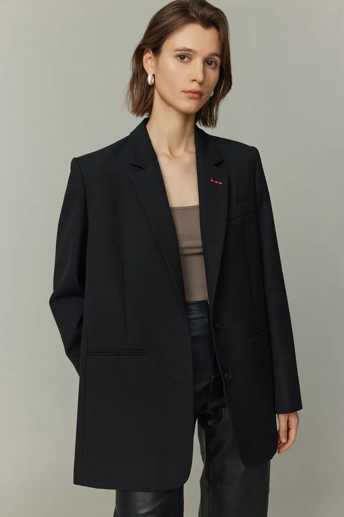 Sander Contrast Hand Stitching Blazer Suit in Fine Merino Wool