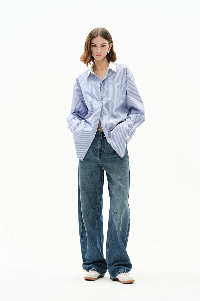 Nao Striped Shirt in Cotton Poplin