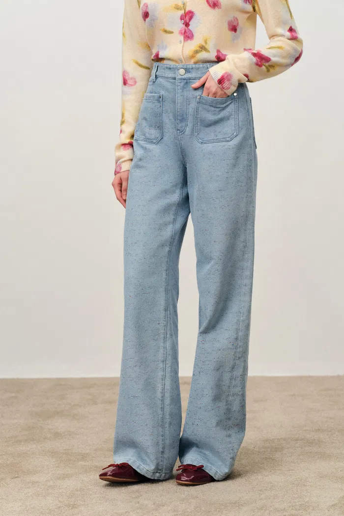 Linna Double Patch Pocket Jeans in Colorful Dot Denim