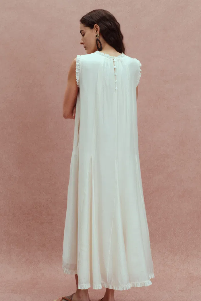 Paz Ruffle Maxi Dress in Acetate-Modal Blend