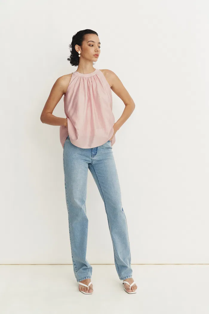 Leah Pink Halter Camisole Top in Lyocell
