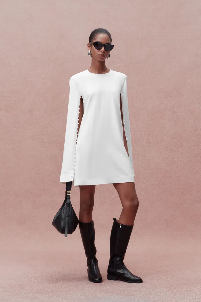 Audrey Pearl Short Cape Dress in Triacetate Blend