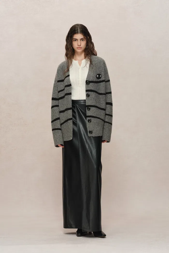 Avery Snake Year Cardigan in Wool BouclÃ© Knit