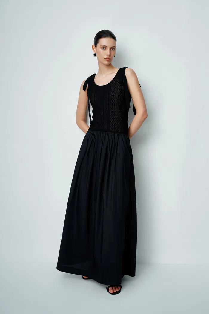 8203-sama-mixed-fabric-maxi-dress-in-stretch-silk-and-micropleat-nylon-1.webp