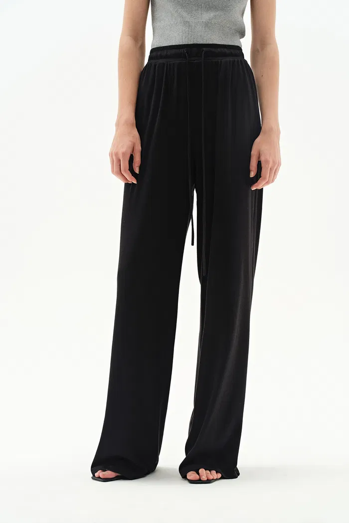 Lara Wide Leg Comfy Pants in Modal-Acetate Knit