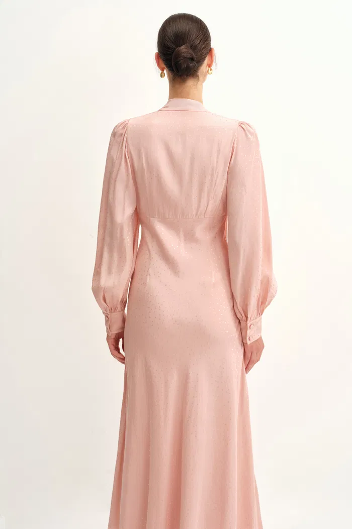Grace Pink Dress in Polka Dot Jacquard