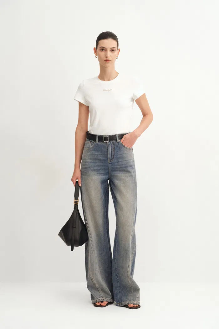 Zeki Baggy Barrel Leg Jeans in Cotton Denim