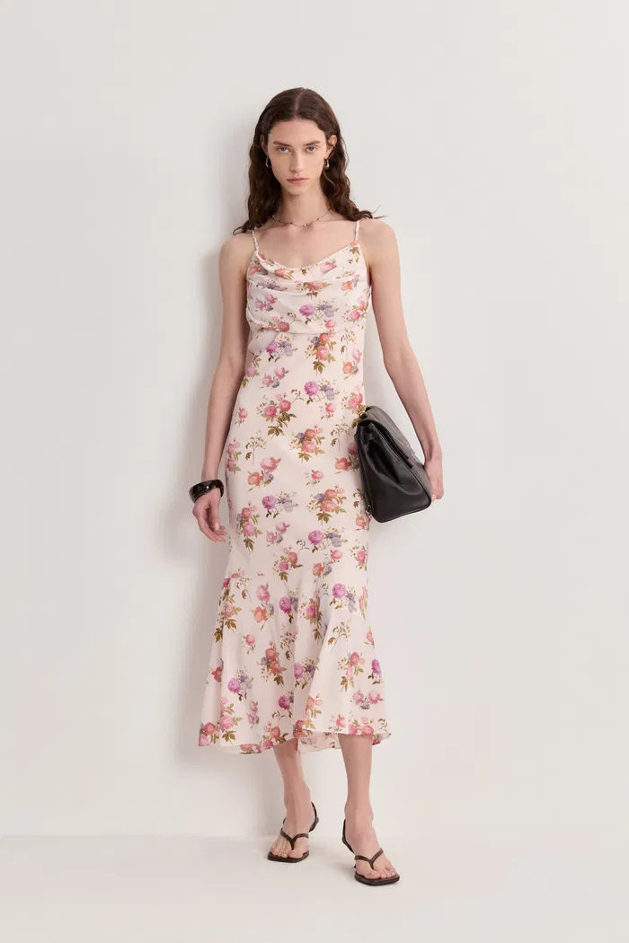Rosalba Woven Halter Neck Dress in 21MM Mulberry Silk