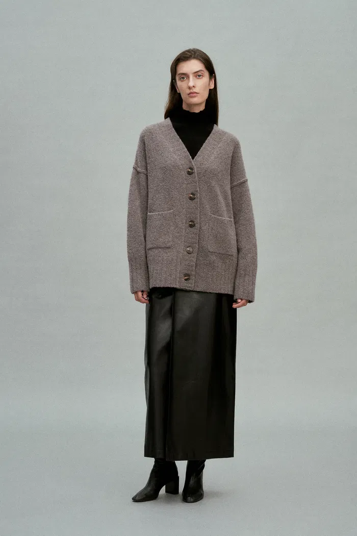 Hiroko Oversized Cardigan in Wool BouclÃ© Knit