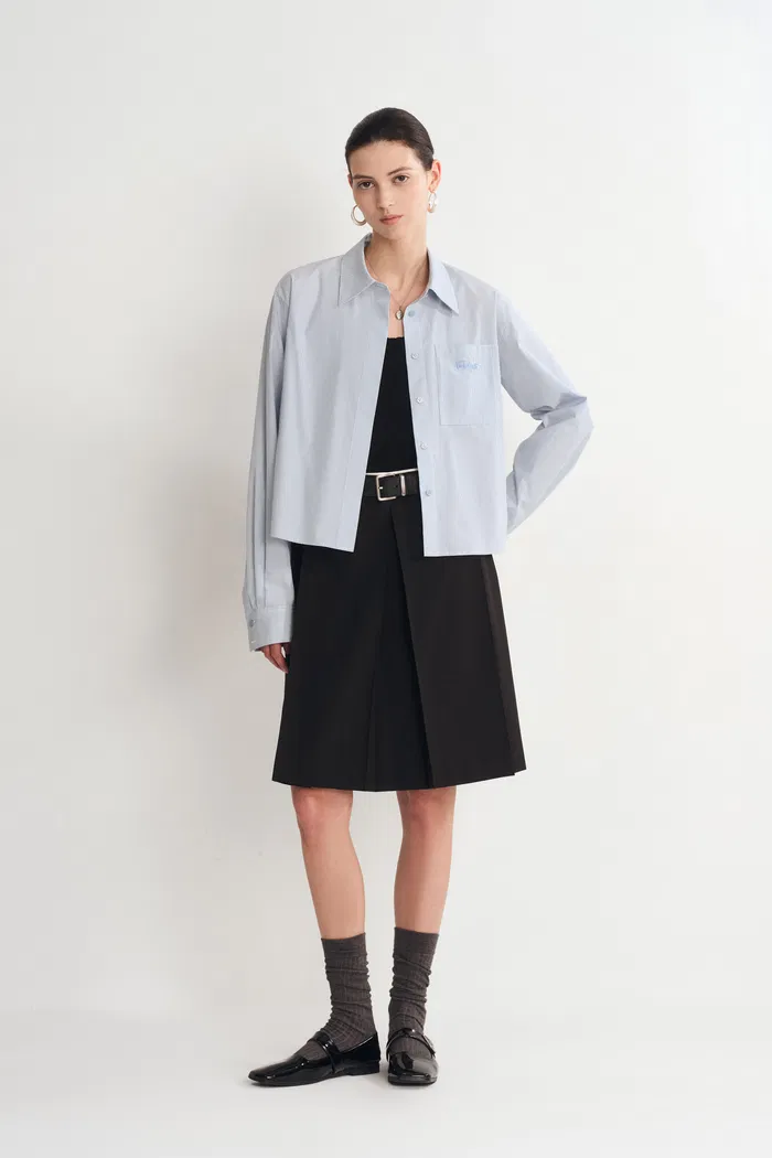 Cynthia Sharp Collar Striped Shirt in Premium Cotton