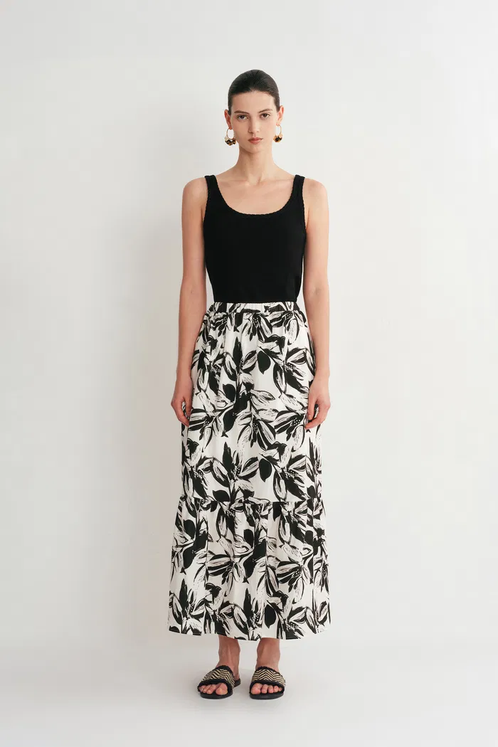 Dries Braided Black Tank Top in Tencel-Silk Knit