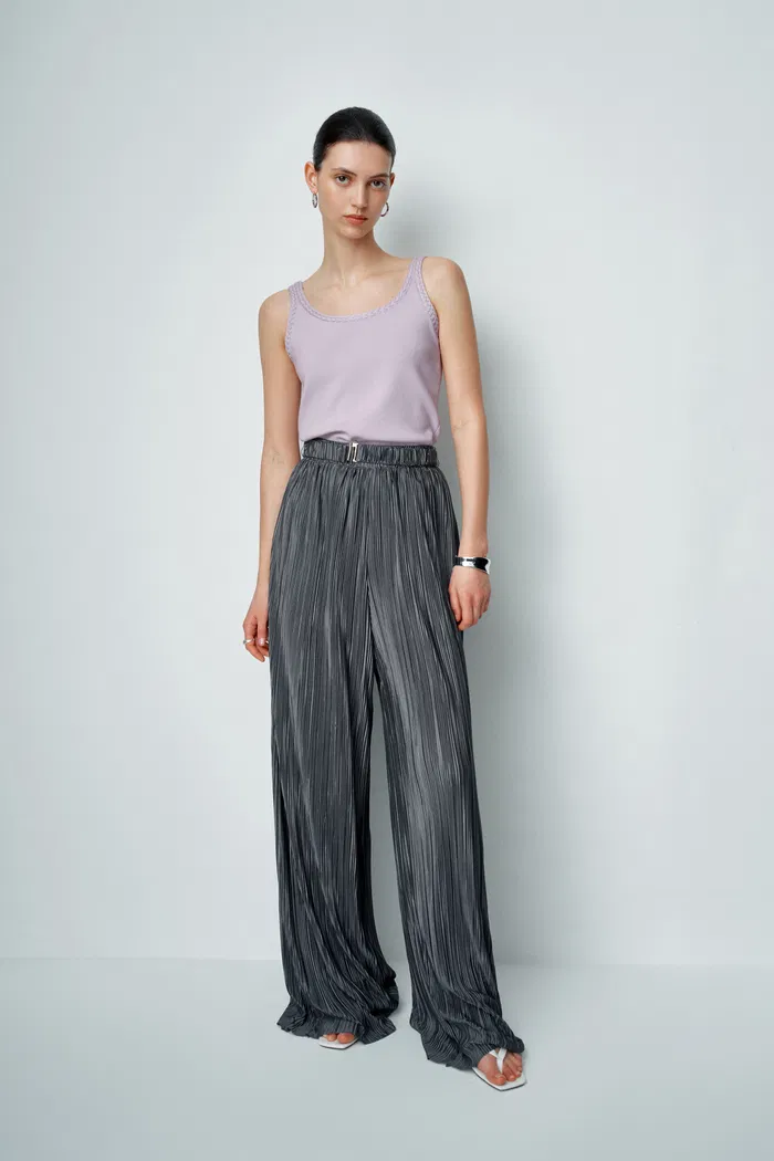 Dries Braided Hem Knit Tank Top in Tencel-Silk Blend