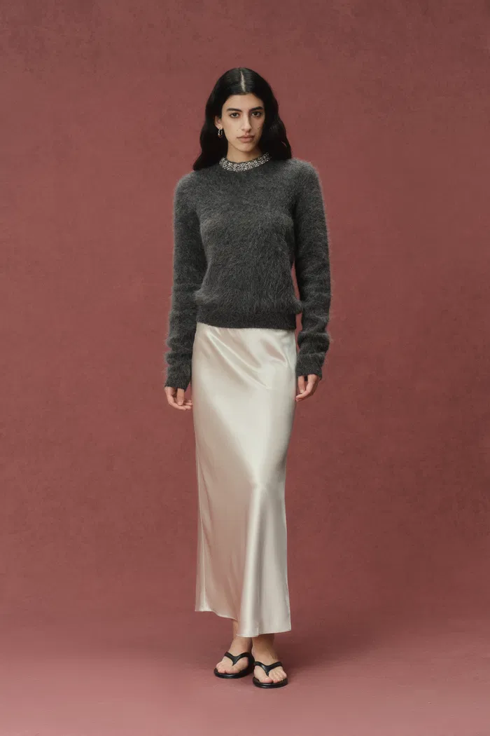 Violet Crystal Embellishment Collar Sweater in Alpaca Blend